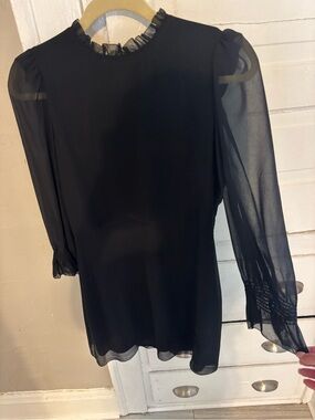 Aritzia Wilfred Black Ruffle Neck Dress